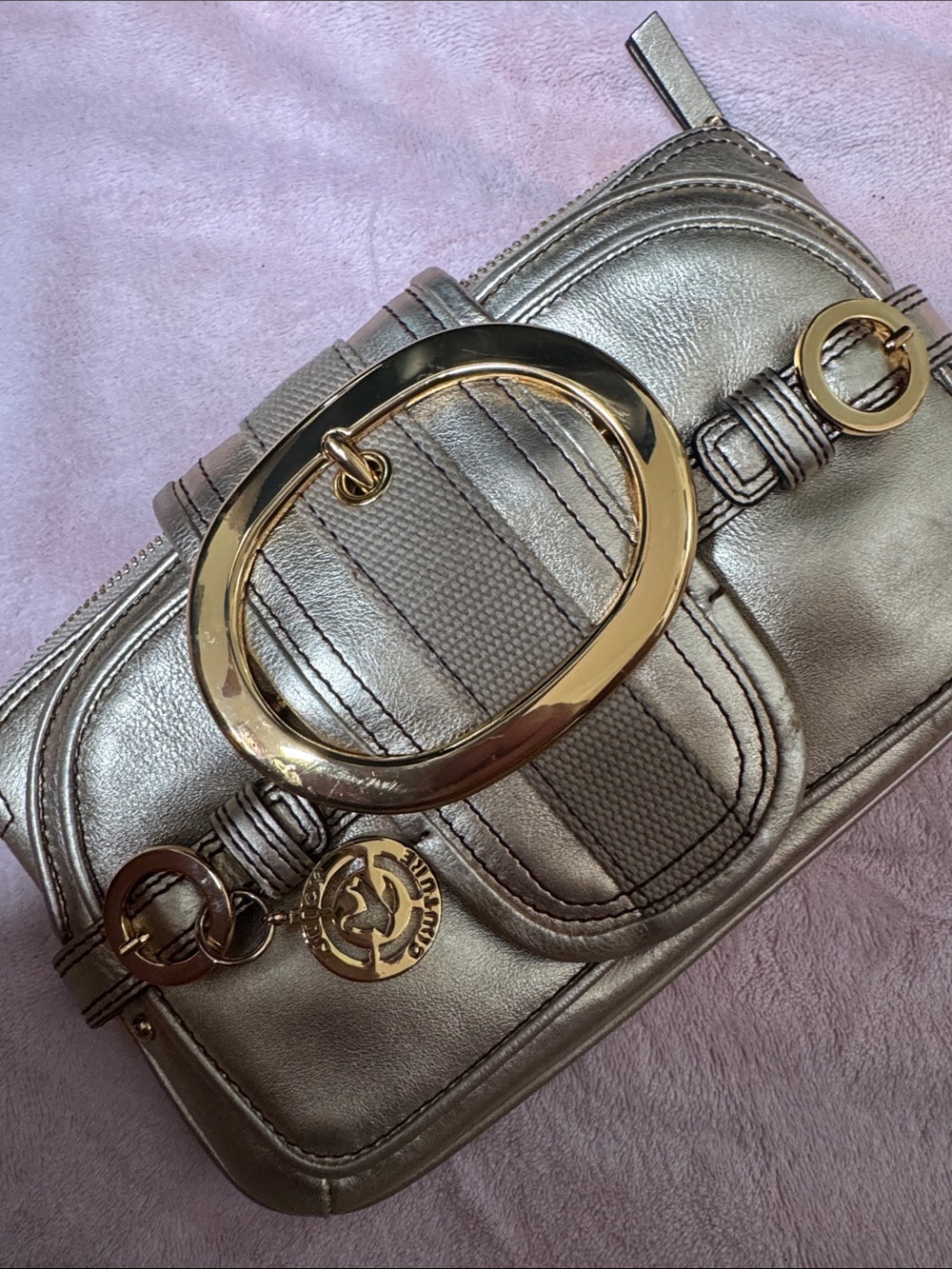 Juicy Couture Metallic Gold Clutch with Gold Hardware